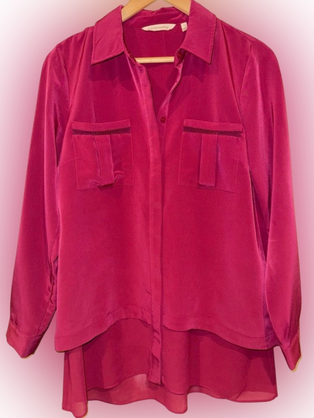 Soft Surroundings Rossini Layered Button Up Tunic Size S Mixed Media Raspberry